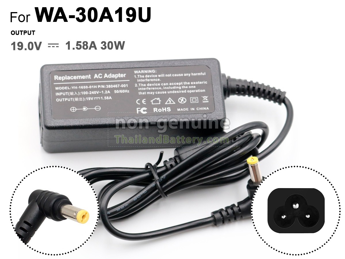อะแดปเตอร์สำหรับ Dell 30W 19V-1.58A 100-240V~1.2A 50/60HZ