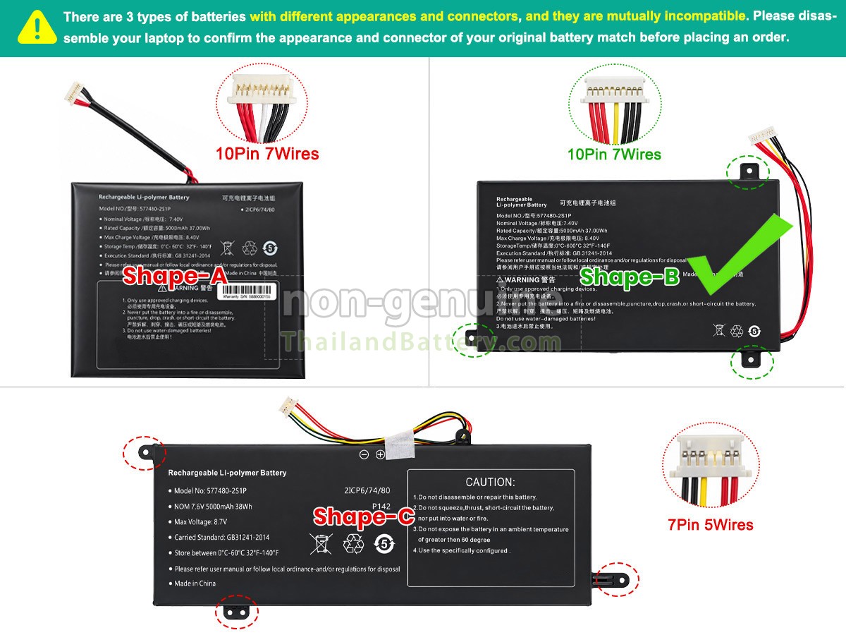 แบตเตอรี่สำหรับ AolsteCell 577480-2S1P