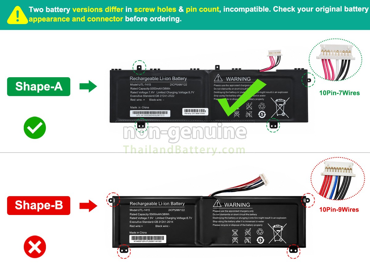 แบตเตอรี่สำหรับ AolsteCell UTL-1415