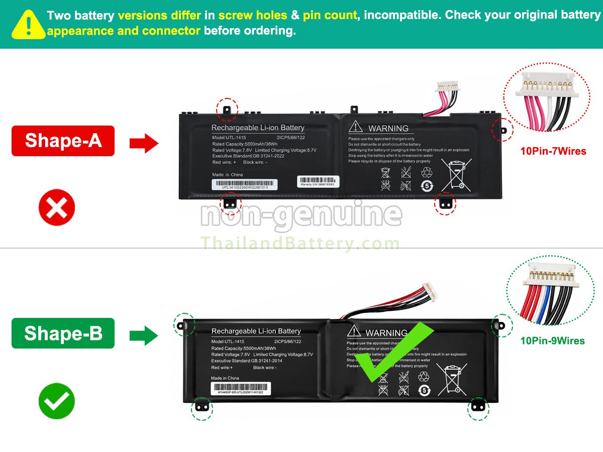แบตเตอรี่สำหรับ AolsteCell UTL-1415