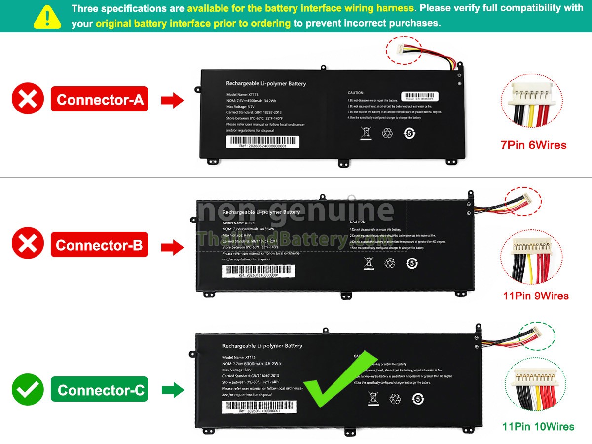 แบตเตอรี่สำหรับ AolsteCell XT173
