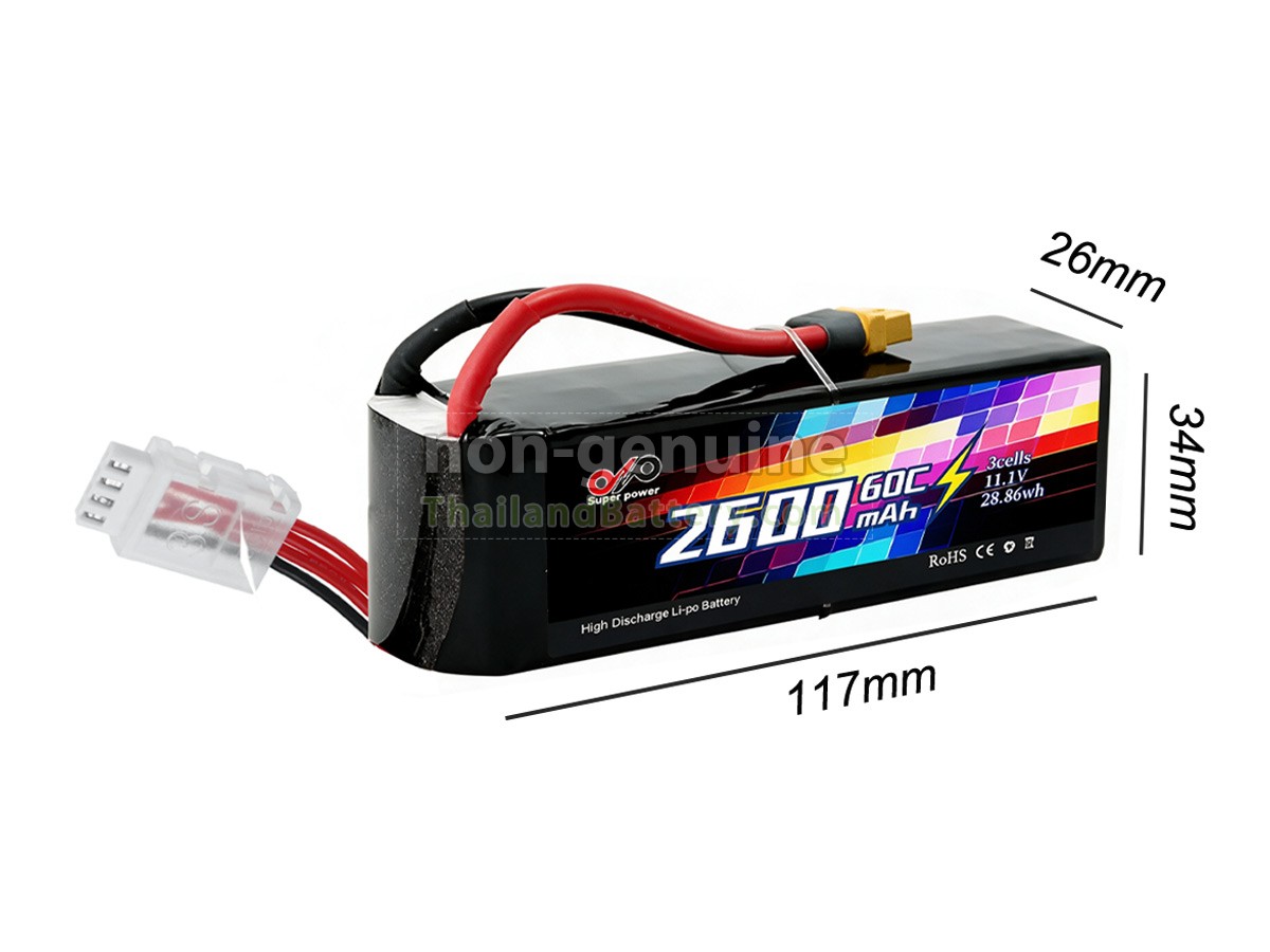 แบตเตอรี่สำหรับ AolsteCell 11.1V 2600MAH 60C XT60 JST-XH 4P