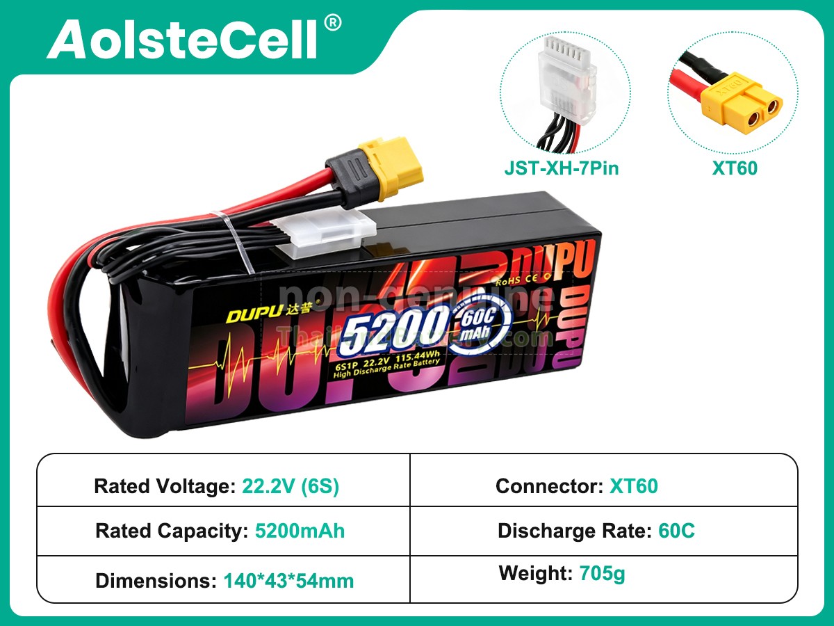 แบตเตอรี่สำหรับ AolsteCell 22.2V 5200MAH 60C XT60