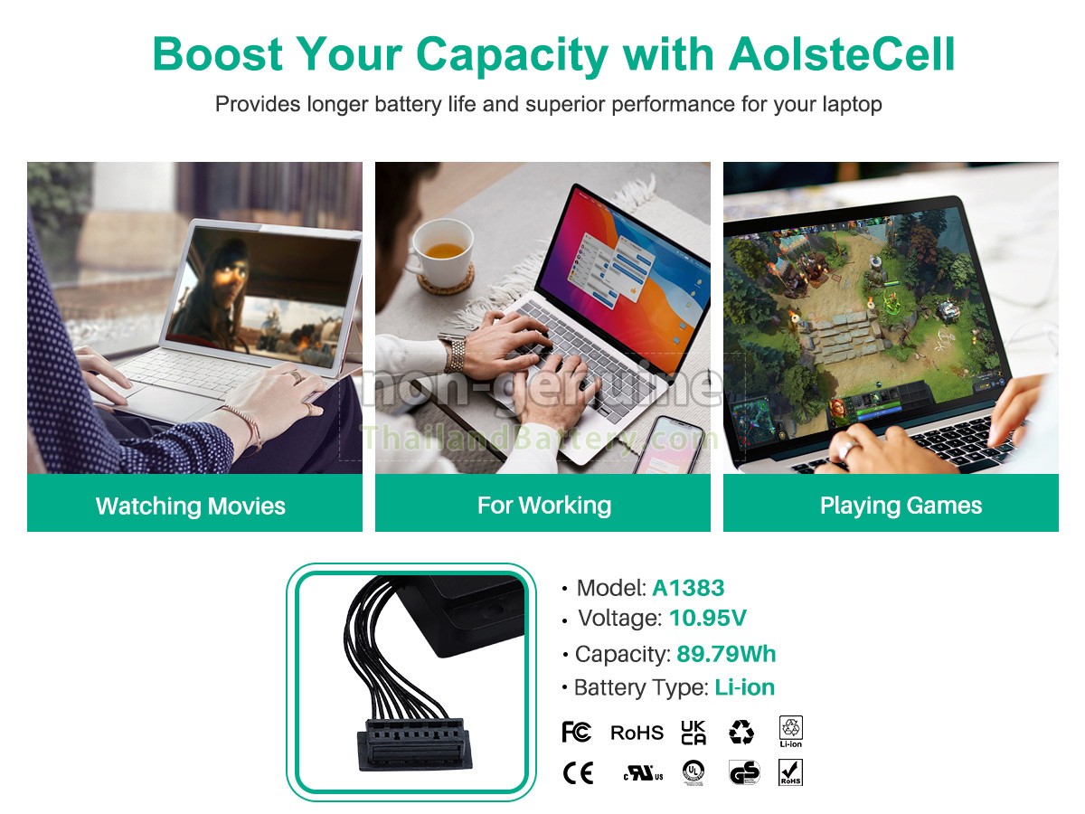 แบตเตอรี่สำหรับ Apple MacBook Pro 17 inch MC725HN/A