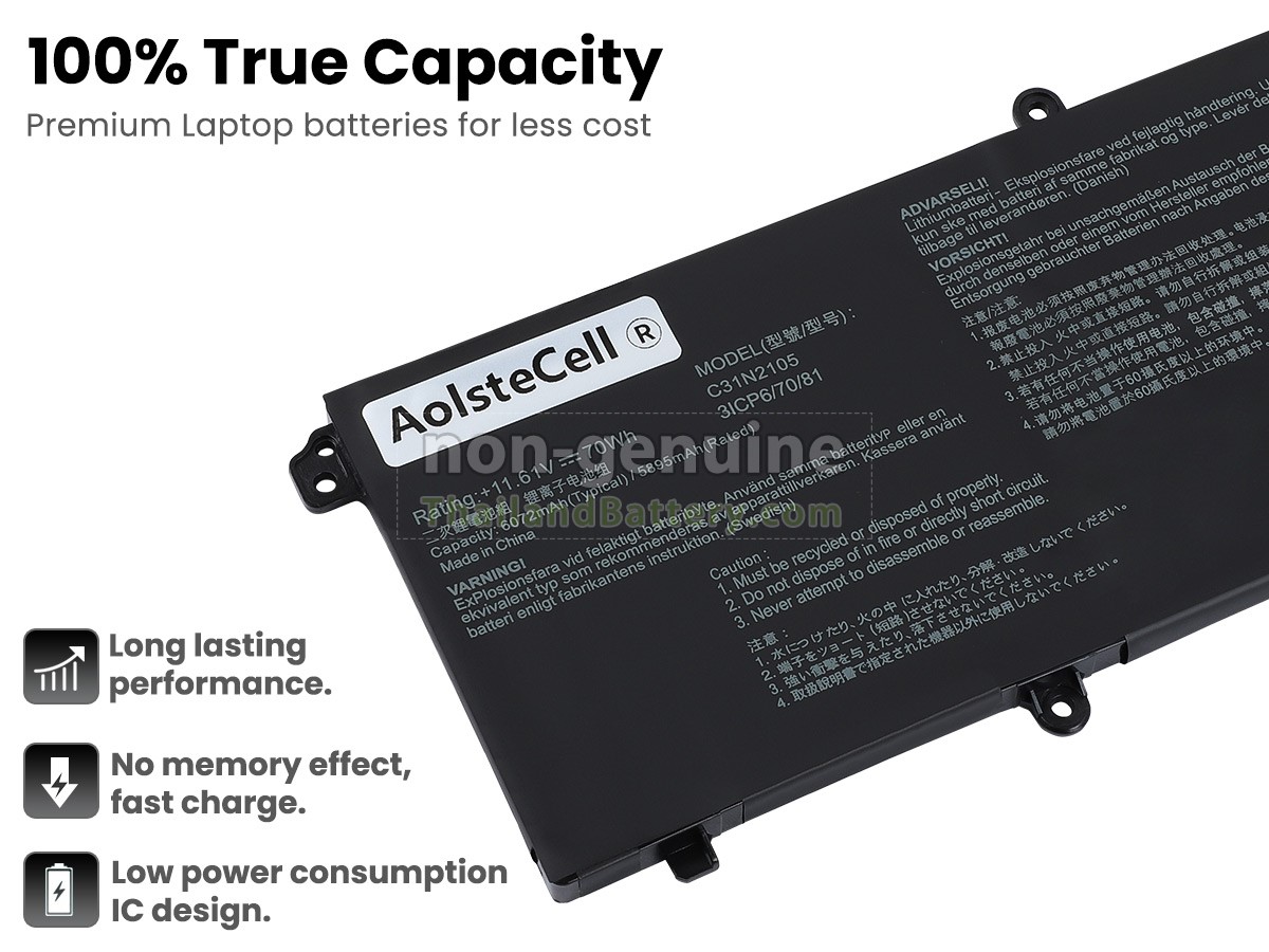 แบตเตอรี่สำหรับ Asus VivoBook 16 X1605ZA-MB116W