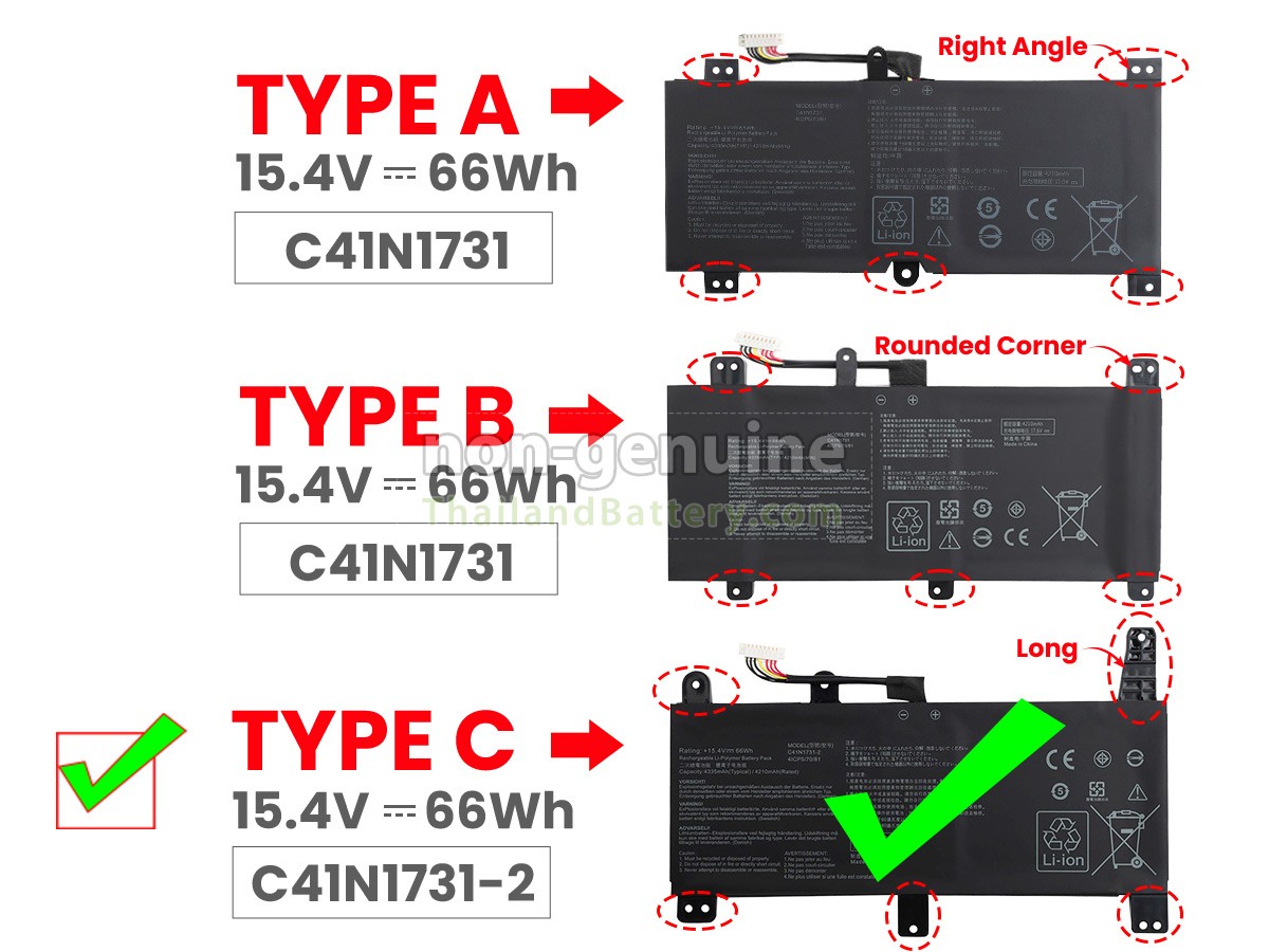 แบตเตอรี่สำหรับ Asus Rog STRIX G G731GW-EV206T