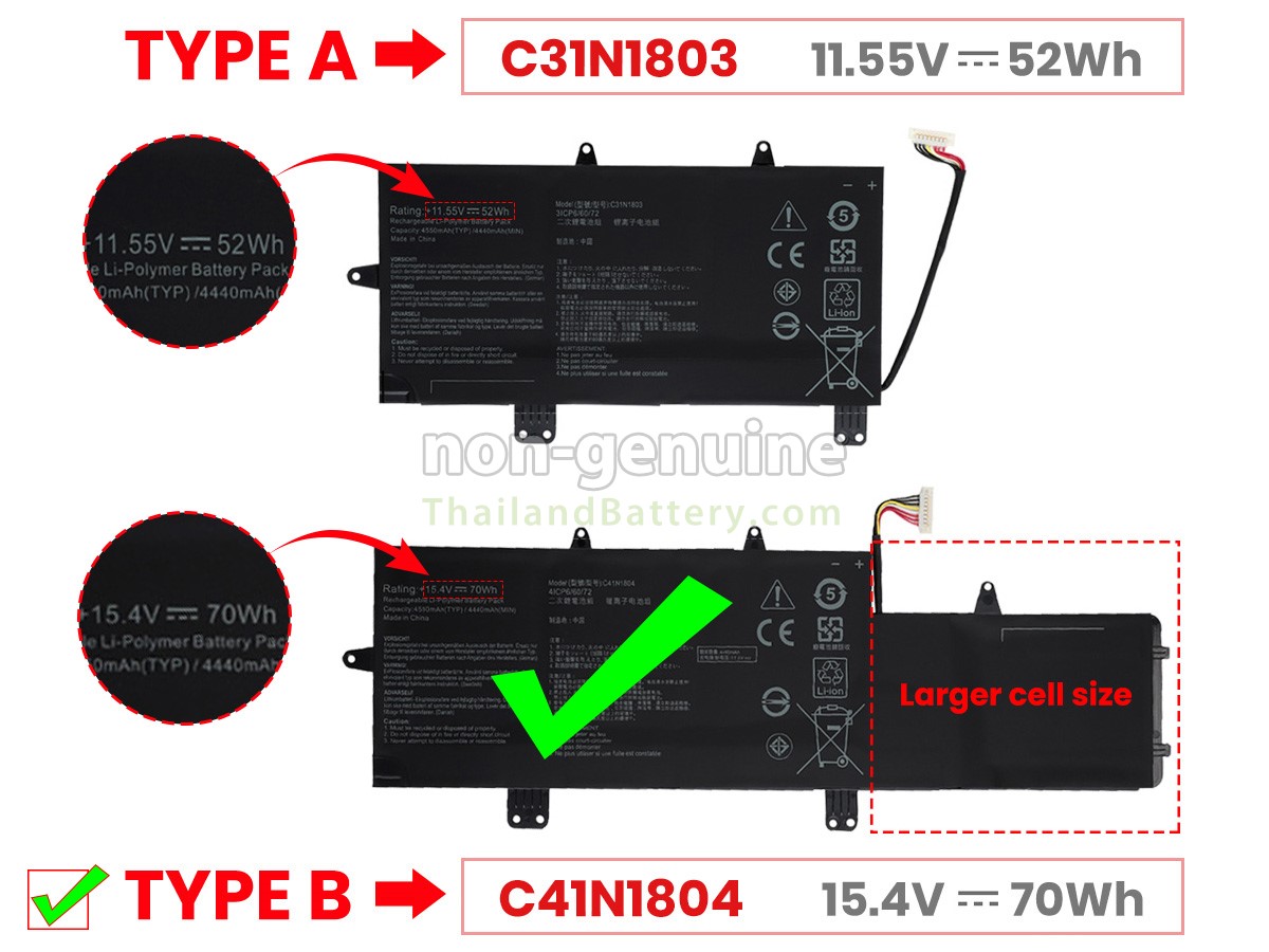 แบตเตอรี่สำหรับ Asus 0B200-02980200