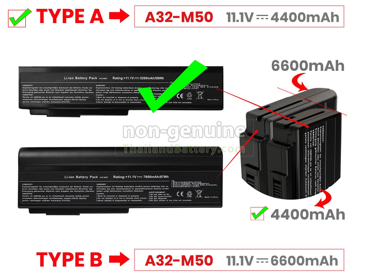 แบตเตอรี่สำหรับ Asus B33E