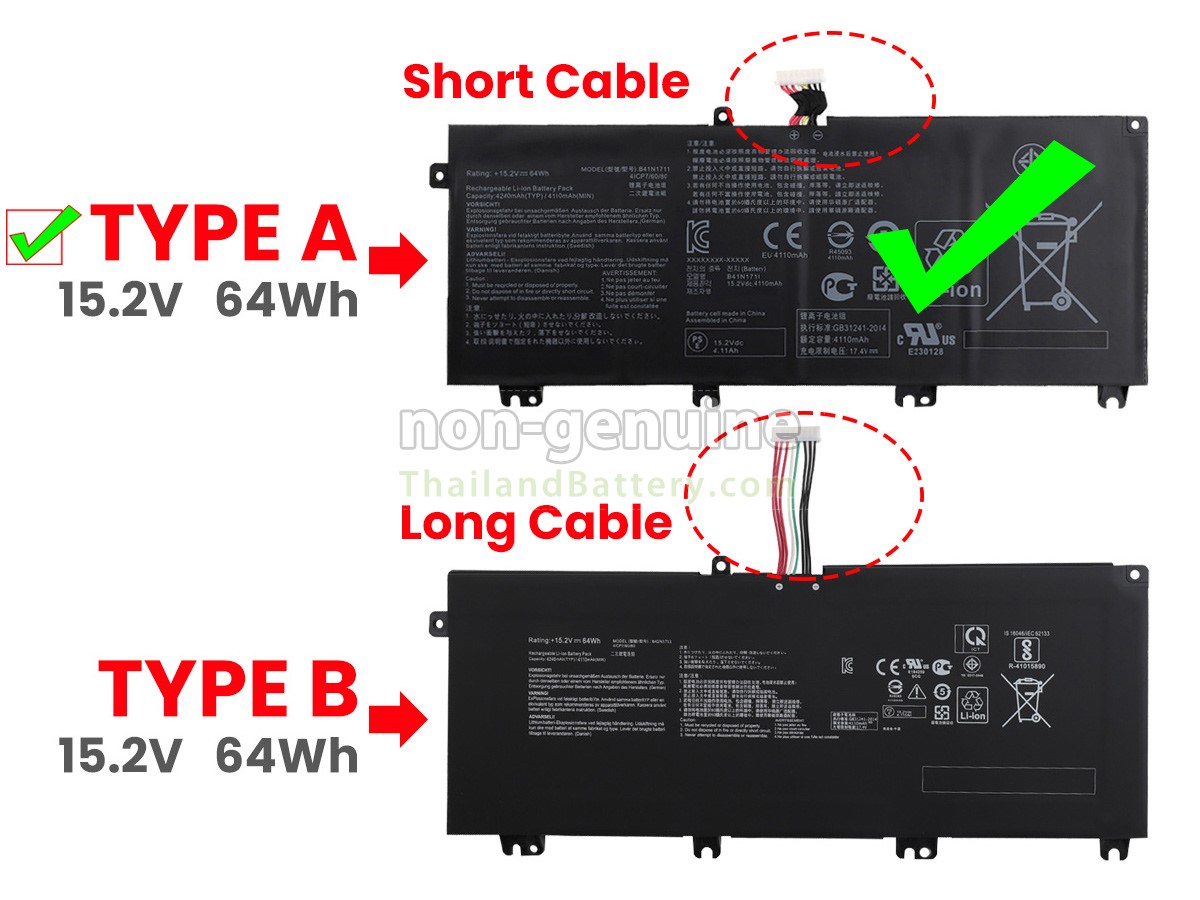 แบตเตอรี่สำหรับ Asus B41N1711-A