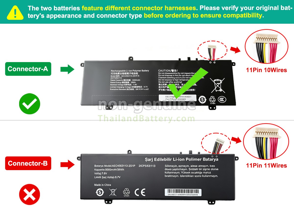 แบตเตอรี่สำหรับ Casper AEC4563113-2S1P-N