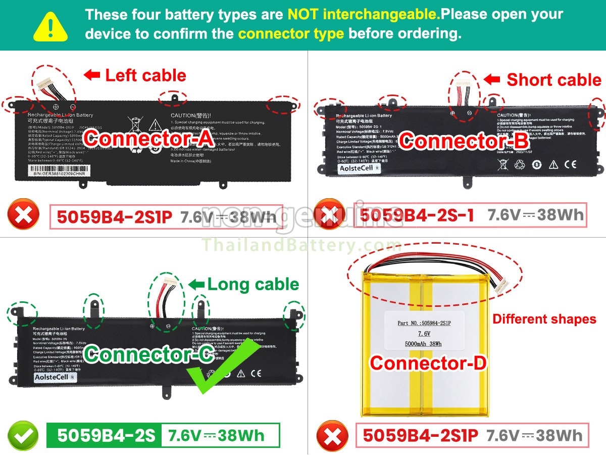 แบตเตอรี่สำหรับ CHUWI 059B4-2S1P(2ICP5/59/115)