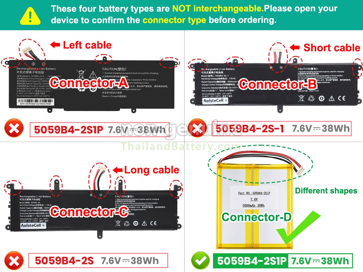 แบตเตอรี่สำหรับ CHUWI 059B4-2S1P(2ICP5/59/115)