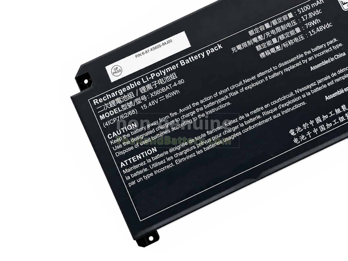 แบตเตอรี่สำหรับ Clevo 6-87-X560S-81N00