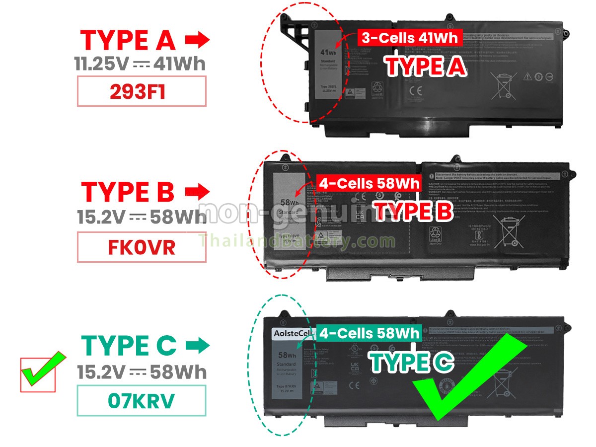 แบตเตอรี่สำหรับ Dell P137G005