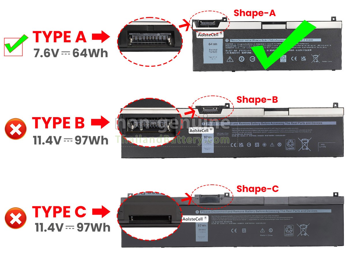 แบตเตอรี่สำหรับ Dell 0RY3F9
