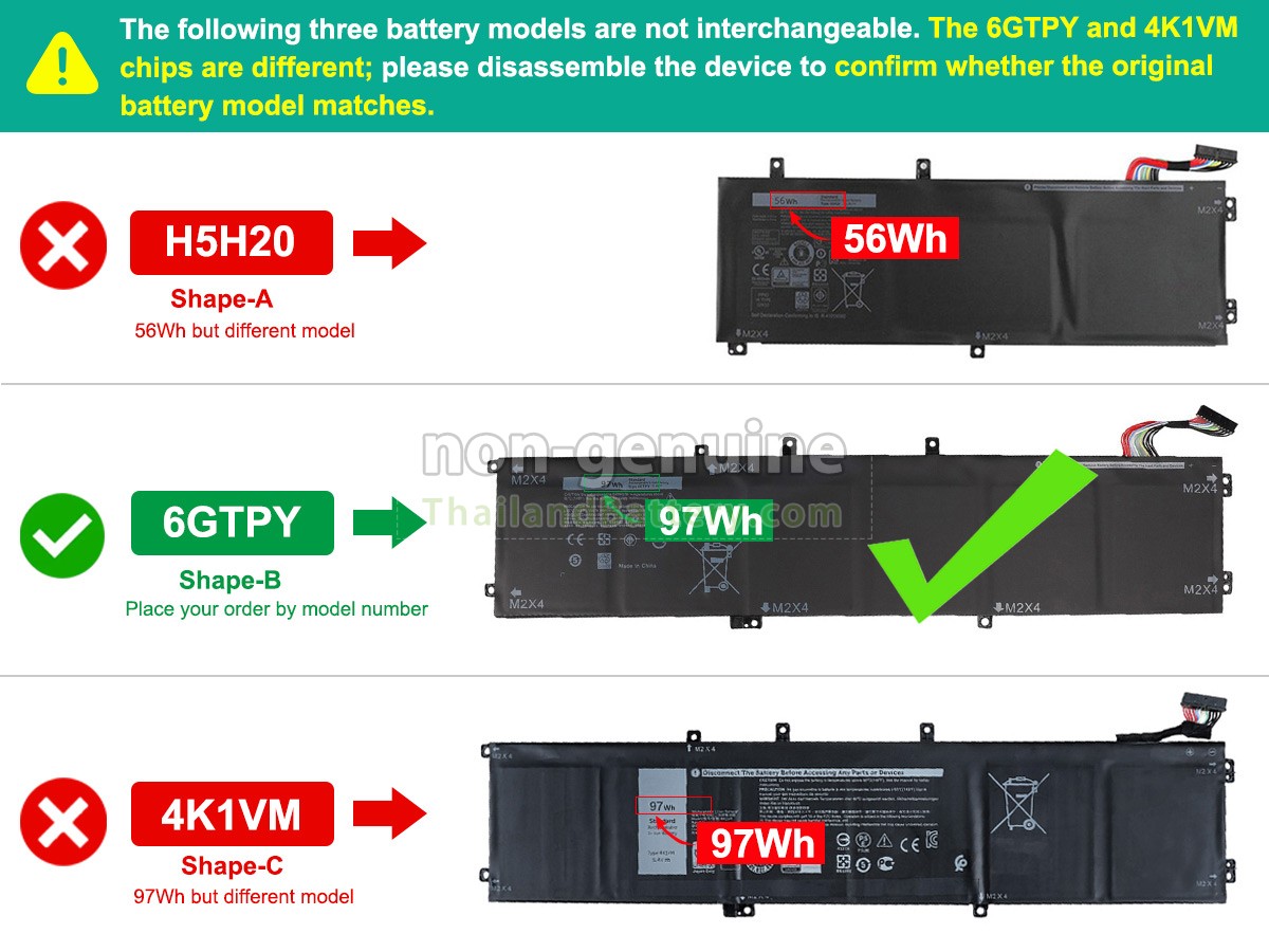 แบตเตอรี่สำหรับ Dell P102F003