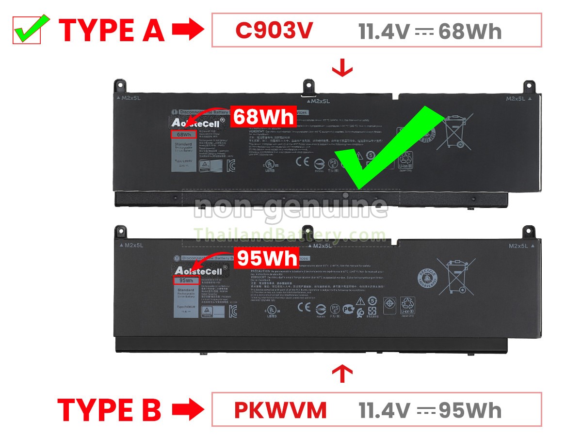 แบตเตอรี่สำหรับ Dell 0447VR