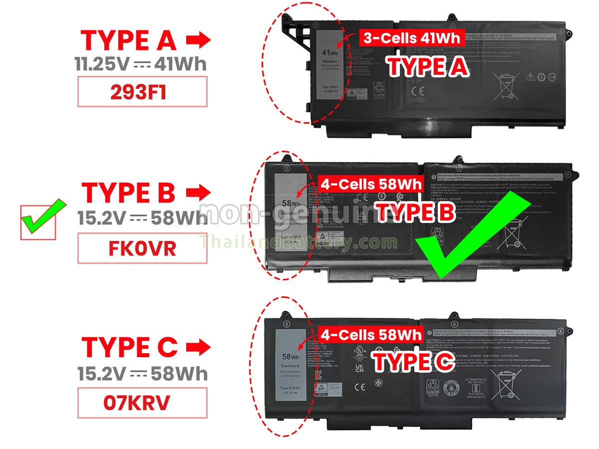 แบตเตอรี่สำหรับ Dell P137G005