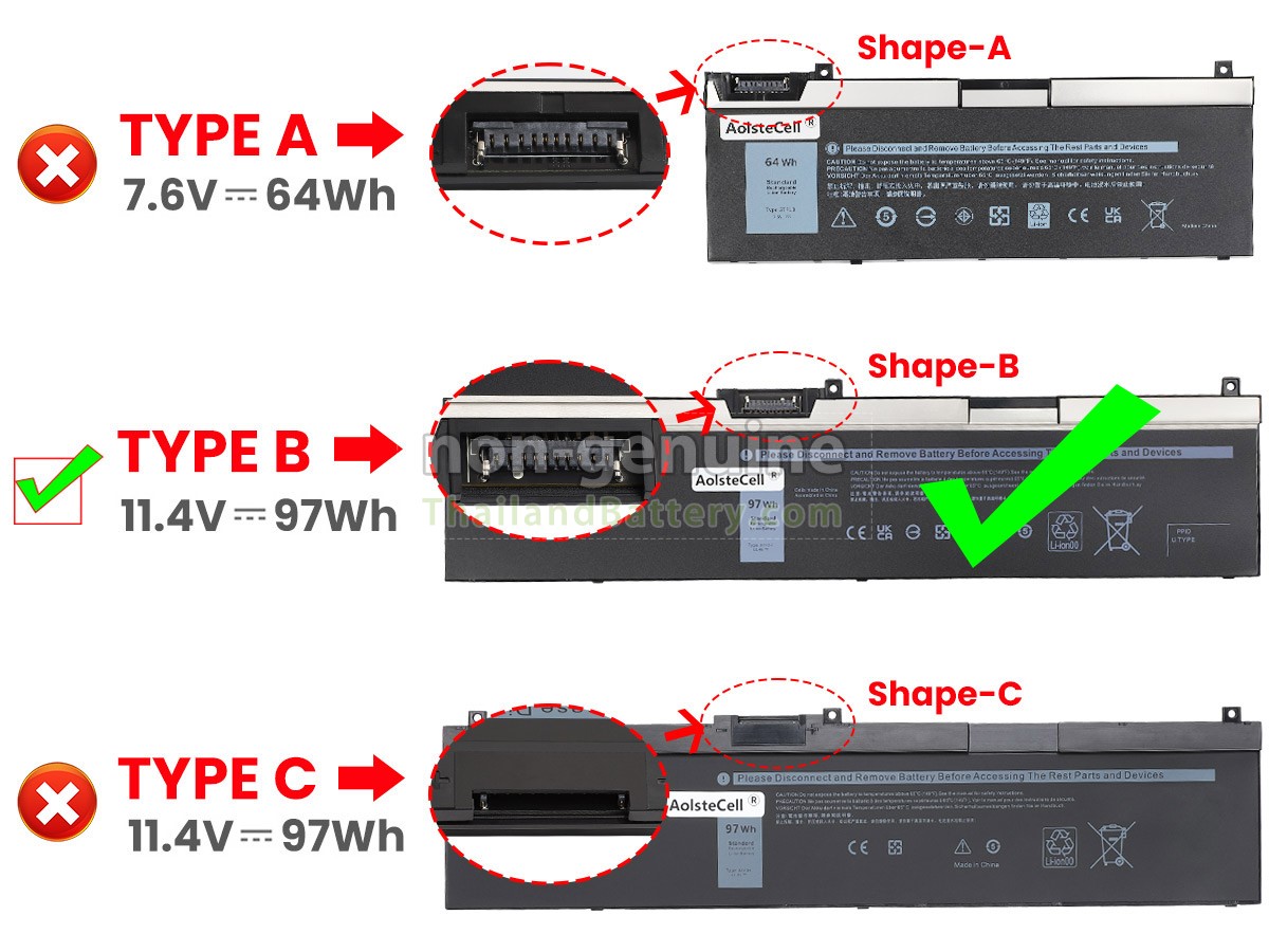 แบตเตอรี่สำหรับ Dell 0RY3F9