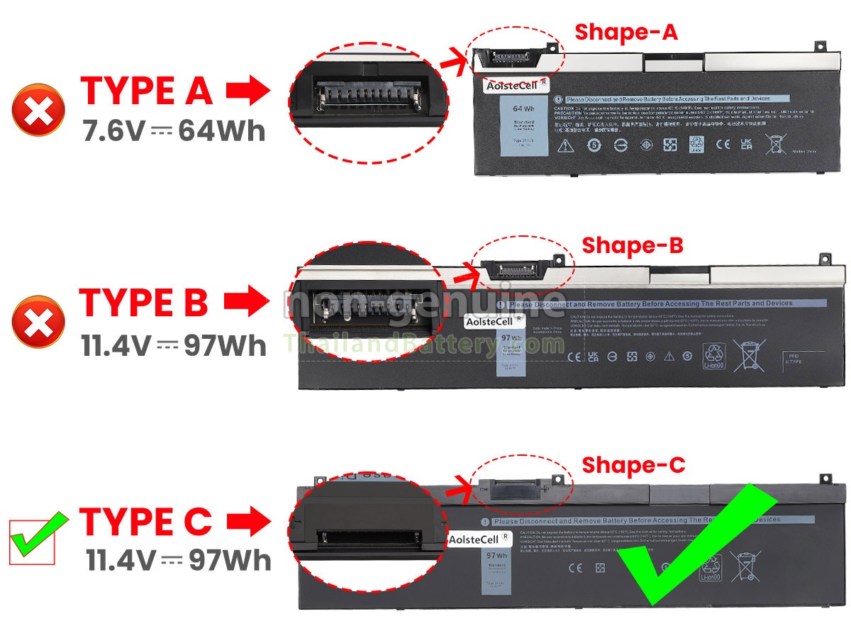 แบตเตอรี่สำหรับ Dell 0RY3F9