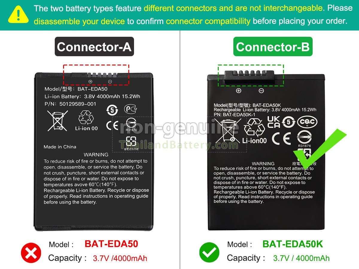แบตเตอรี่สำหรับ Honeywell EDA50HC
