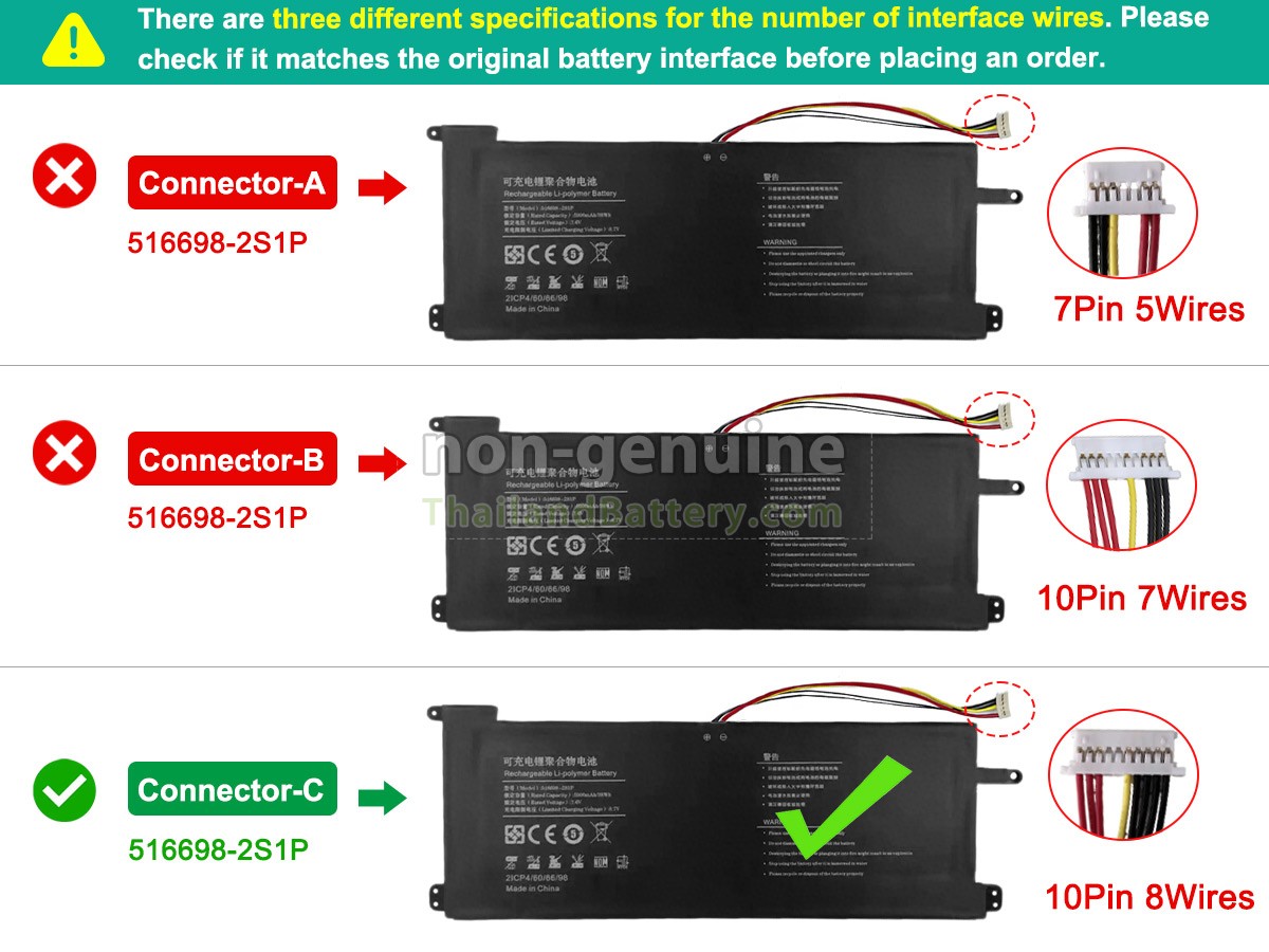 แบตเตอรี่สำหรับ Jumper 516698-2S1P