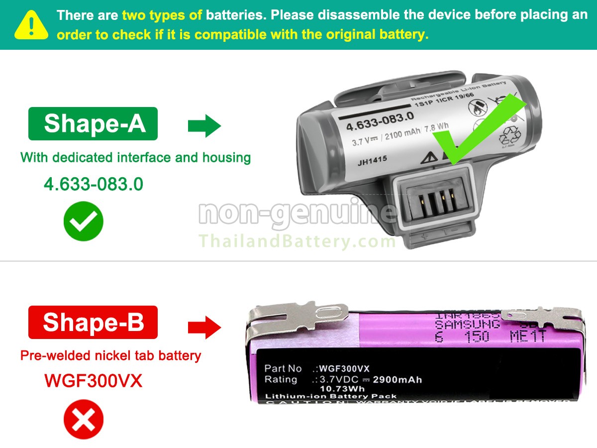 แบตเตอรี่สำหรับ Karcher WV2