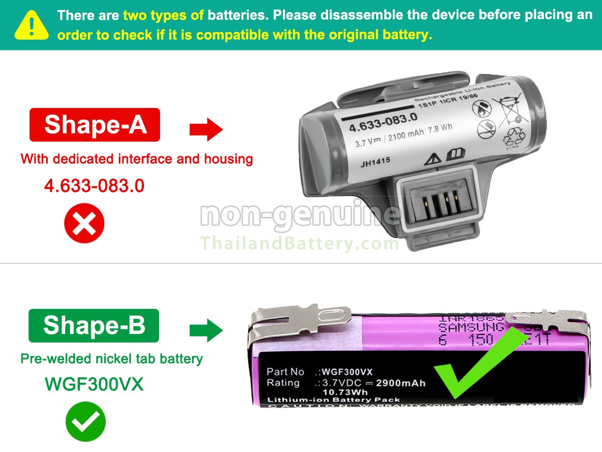 แบตเตอรี่สำหรับ Karcher WV2
