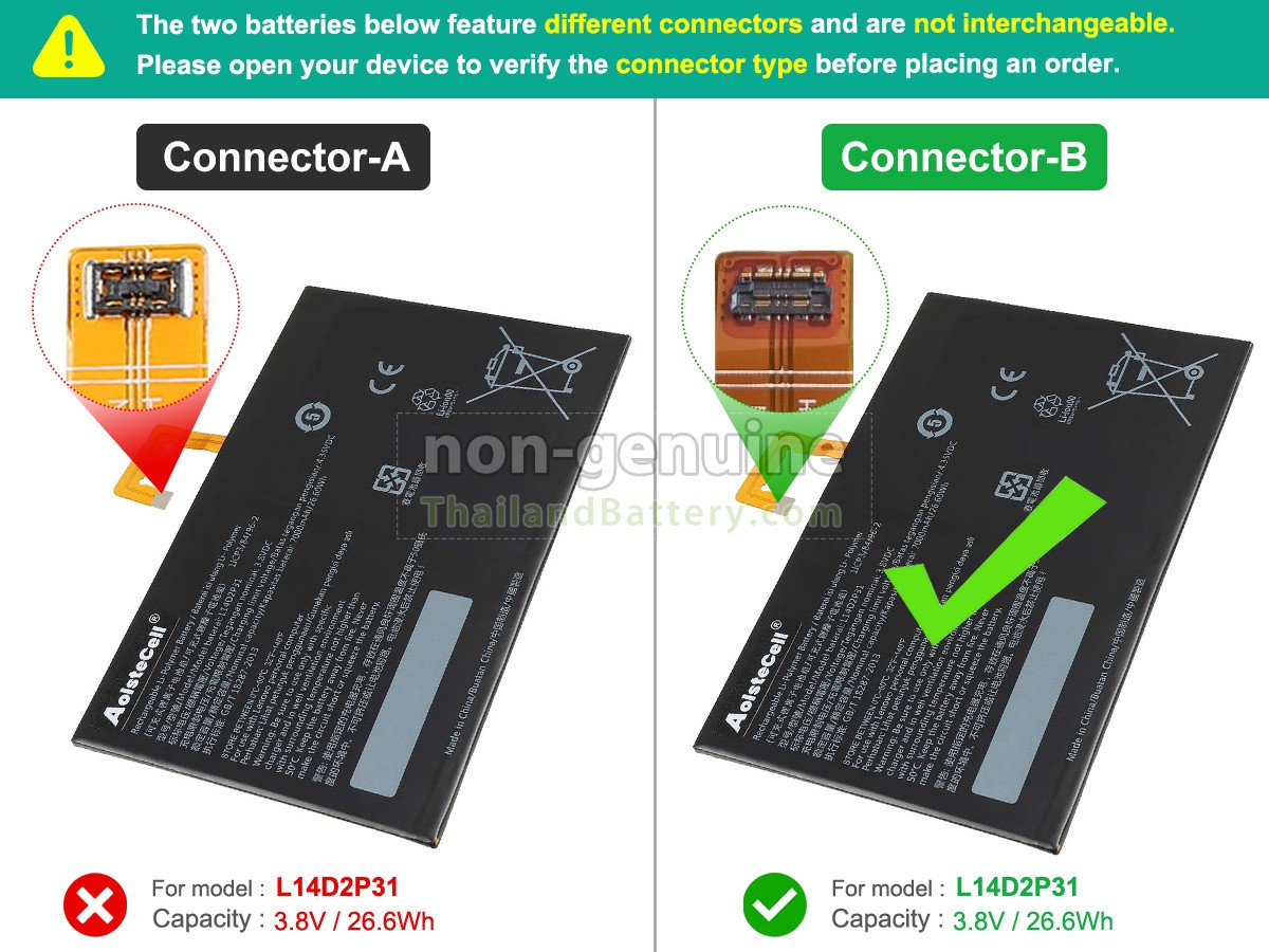 แบตเตอรี่สำหรับ Lenovo TB2-X30F
