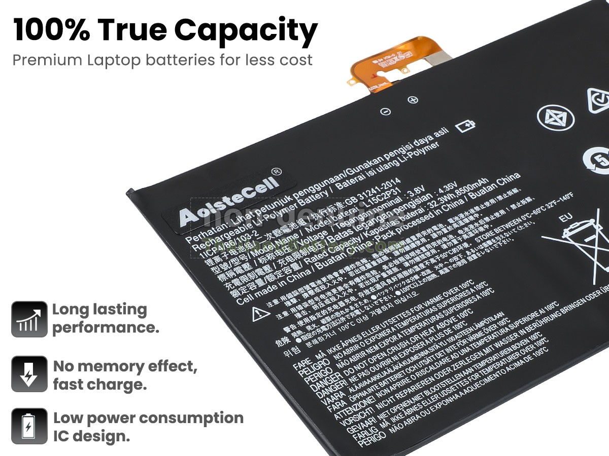 แบตเตอรี่สำหรับ Lenovo L15C2P31(1ICP4/86/103-2)