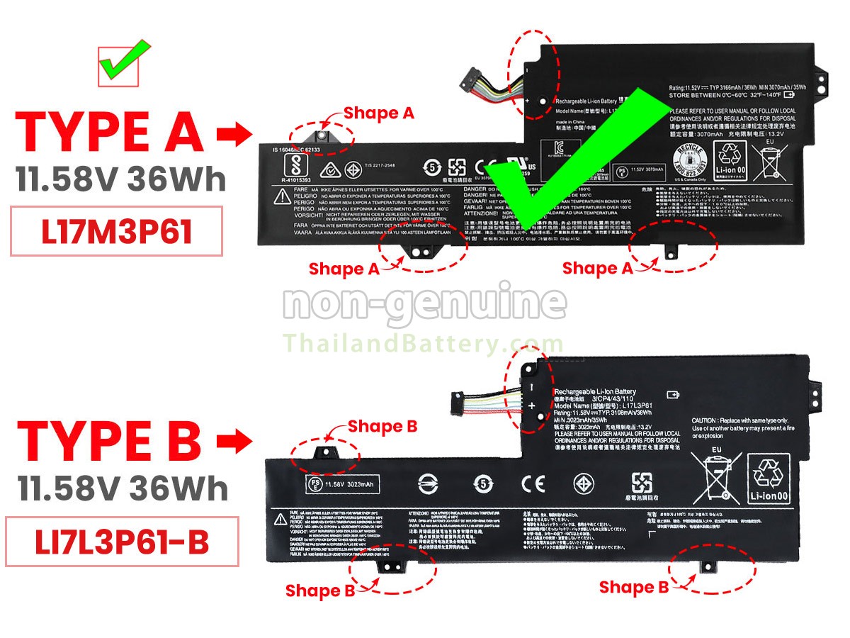 แบตเตอรี่สำหรับ Lenovo IdeaPad 320S-13IKB-81AK003HMX