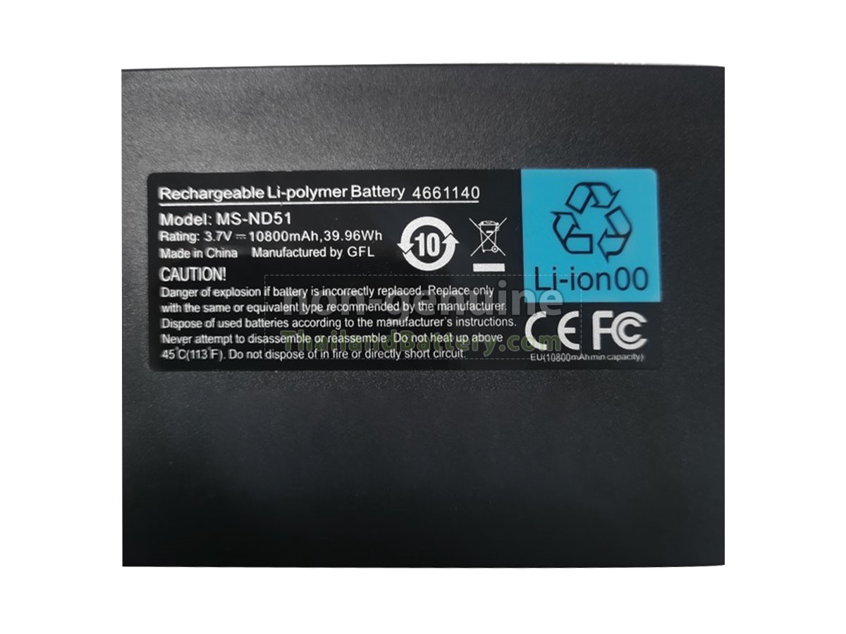 แบตเตอรี่สำหรับ MSI MS-ND51