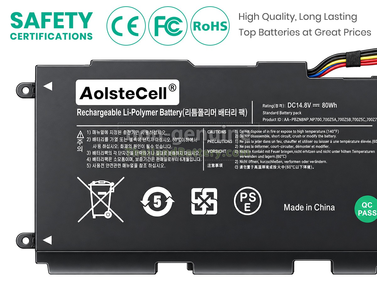 แบตเตอรี่สำหรับ Samsung AA-PBZN8NP